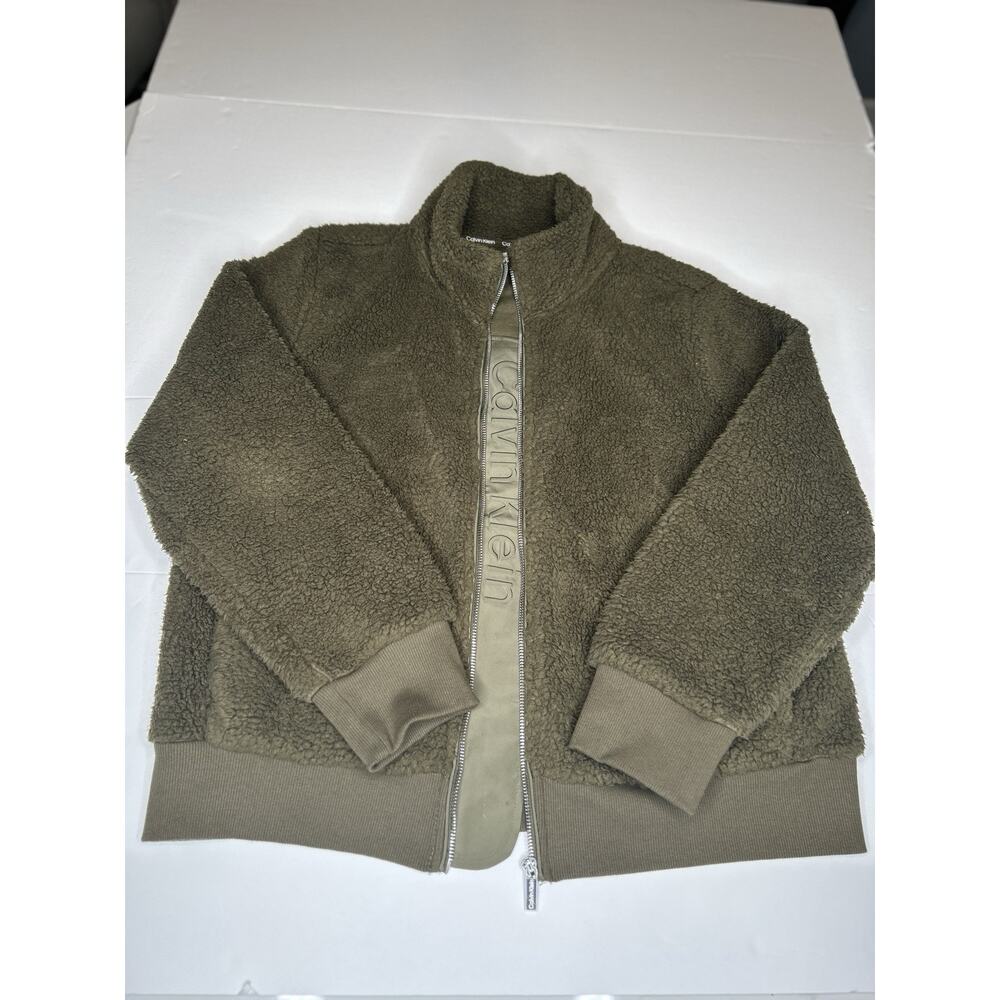 Calvin Klein Women's Green Fuzzy Jacket , Large, Casual, Full Zip - Picture 13 of 16